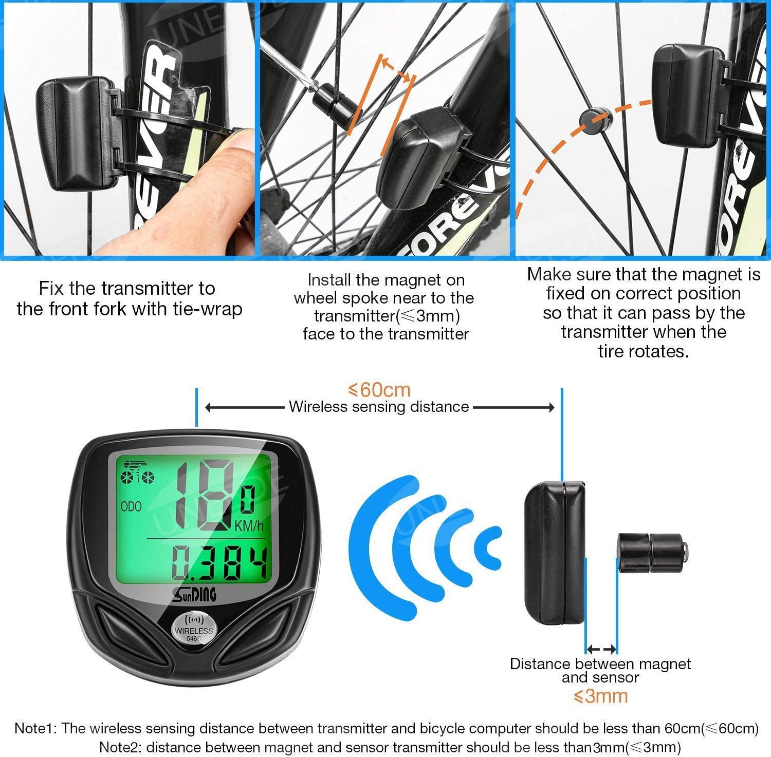 UNEEDE Bicycle Computer 16 Powerful Features Speedometer Bicycle Bike ...