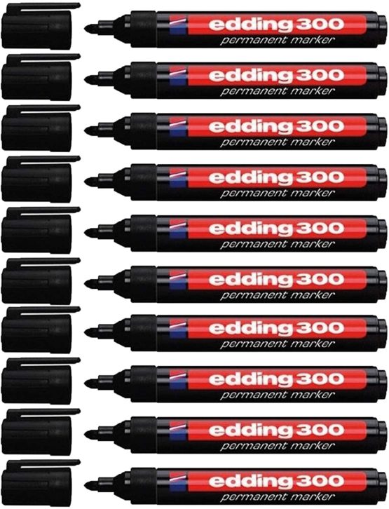 edding Permanent Marker 300 Black (Pack of 10)
