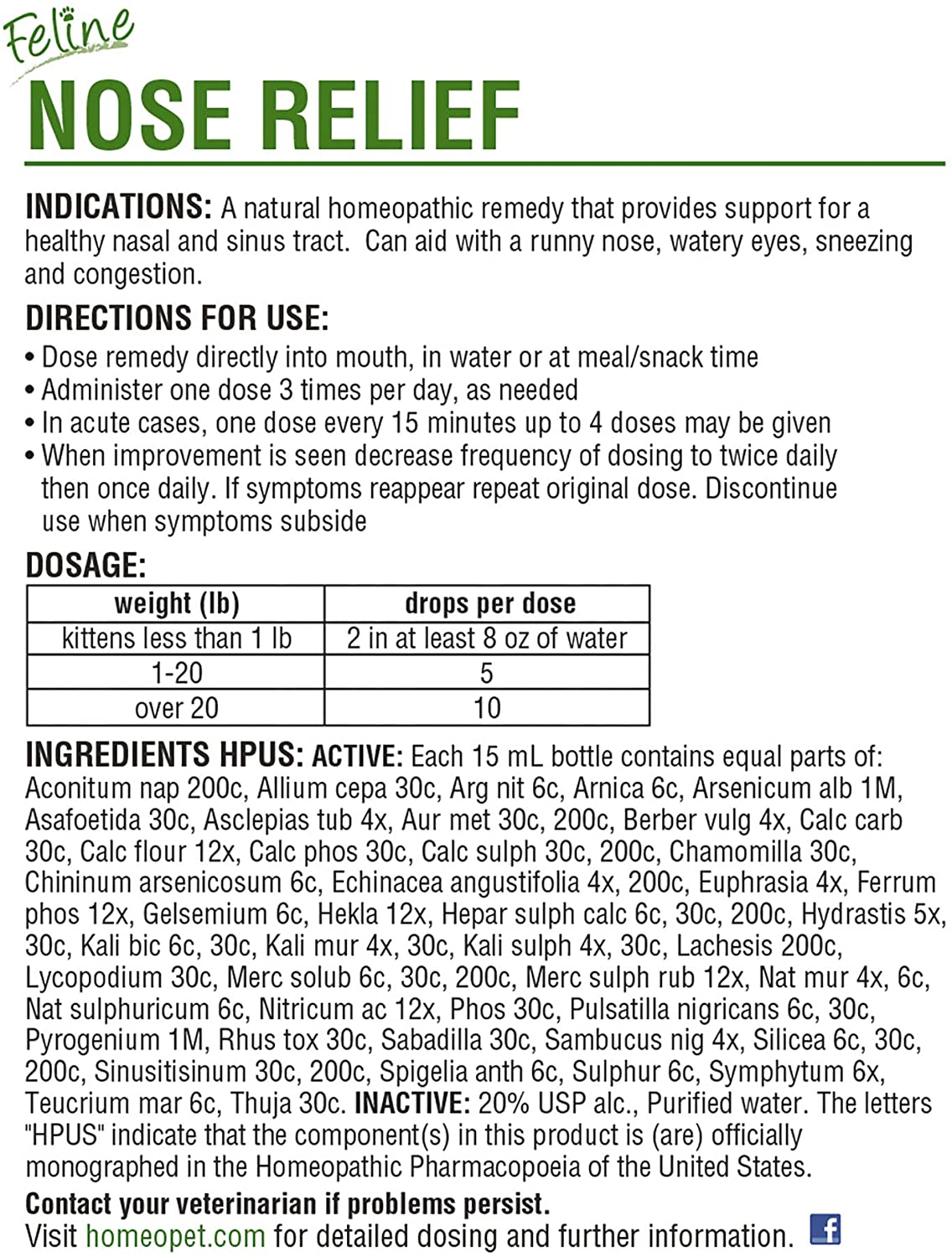 HomeoPet Feline Nose Relief, Safe and Natural Nasal and Sinus Medicine for Cats Natural Pet Medicine, 15 Milliliters - Image 4