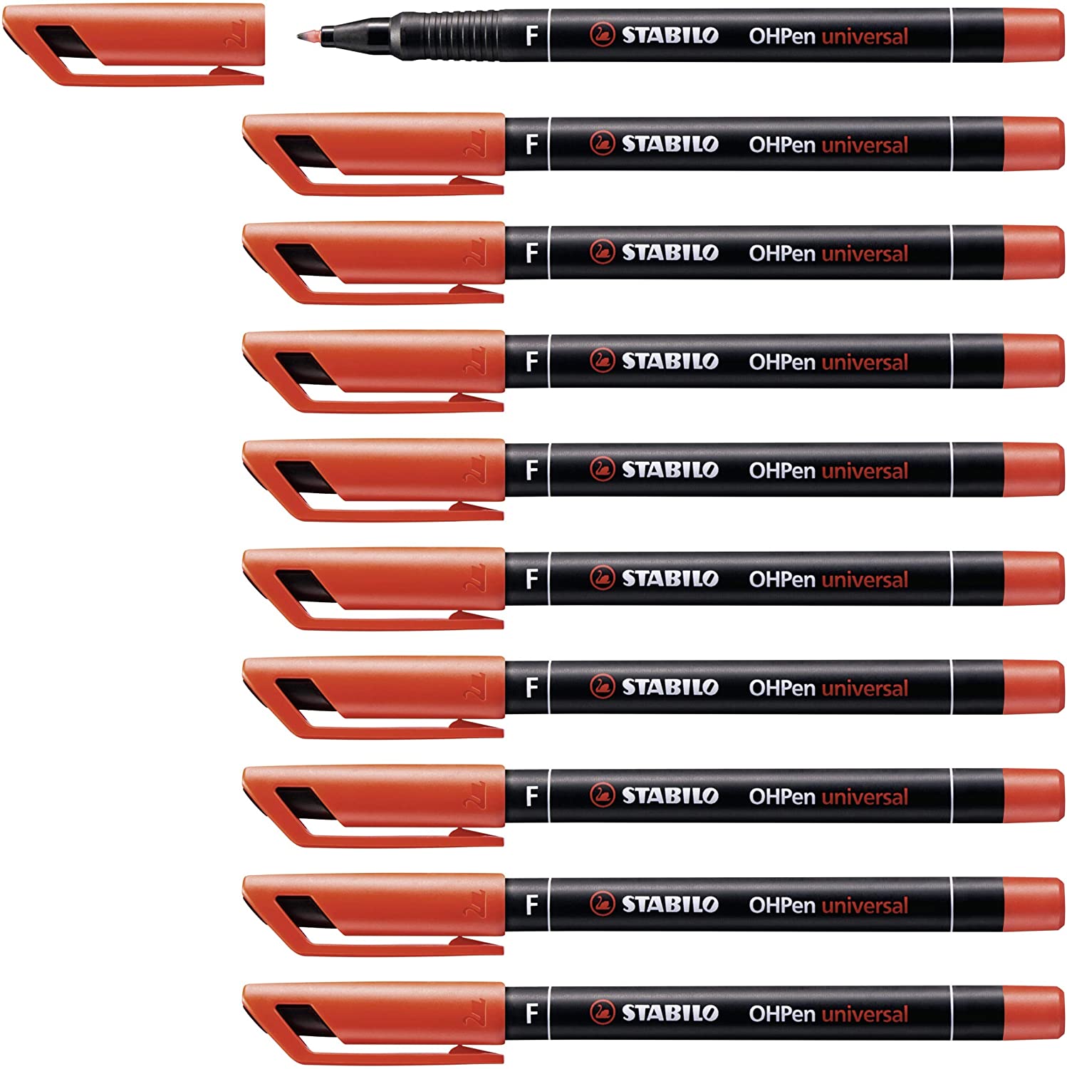 STABILO Overhead Pen OHPen universal - Permanent Fine - Pack of 10 - red, 1 count (Pack of 10)
