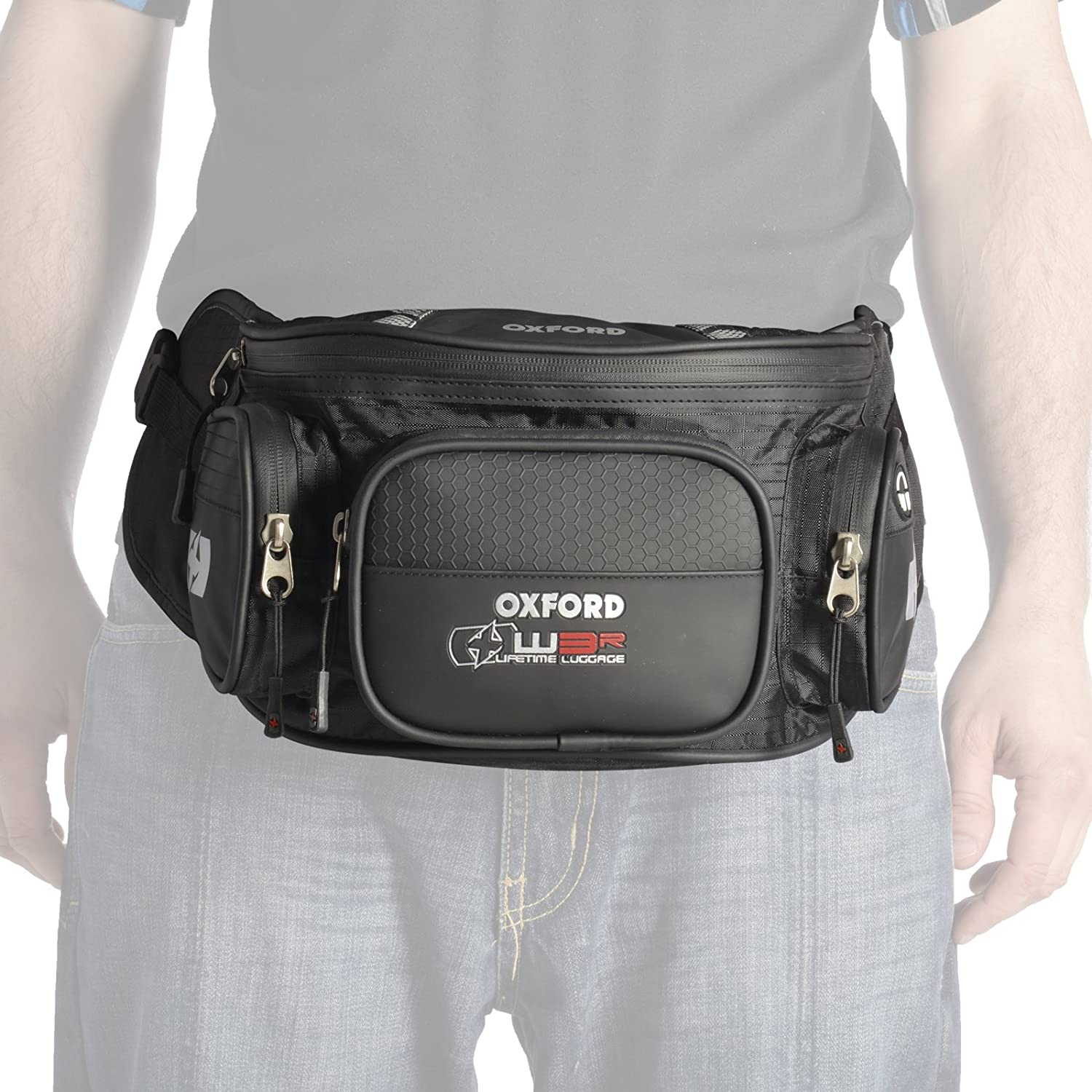 OL866 - Oxford XW3R Motorcycle Waist Bag, Black, 150mmx180mmx240mm - Image 4