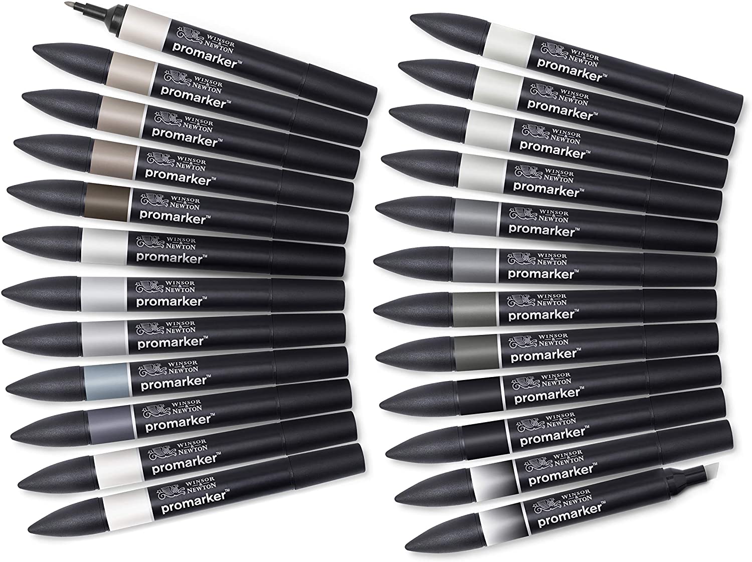 Winsor & Newton, Promarker, Black and Greys Wallet, Set of 24, Alcohol Based Dual Tip Markers, Grey and Black Tones - Image 3