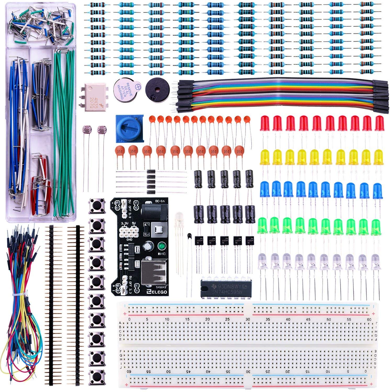 ELEGOO Electronics Fun Kit with Power Supply Module, Jumper Wire, Precision Potentiometer