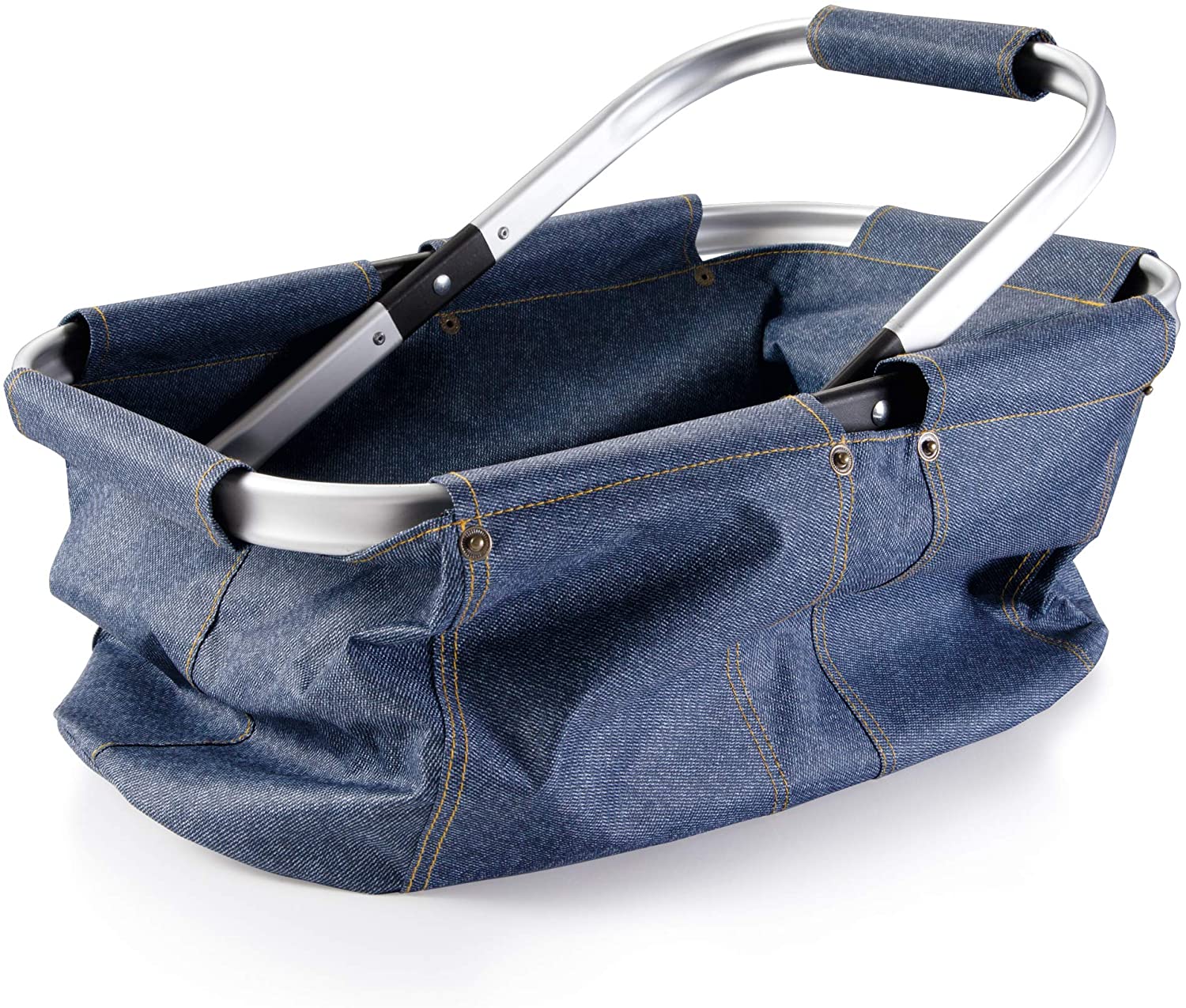 Tescoma 906161 Folding Shopping Basket Denim Effect Shop, Blue - Image 3