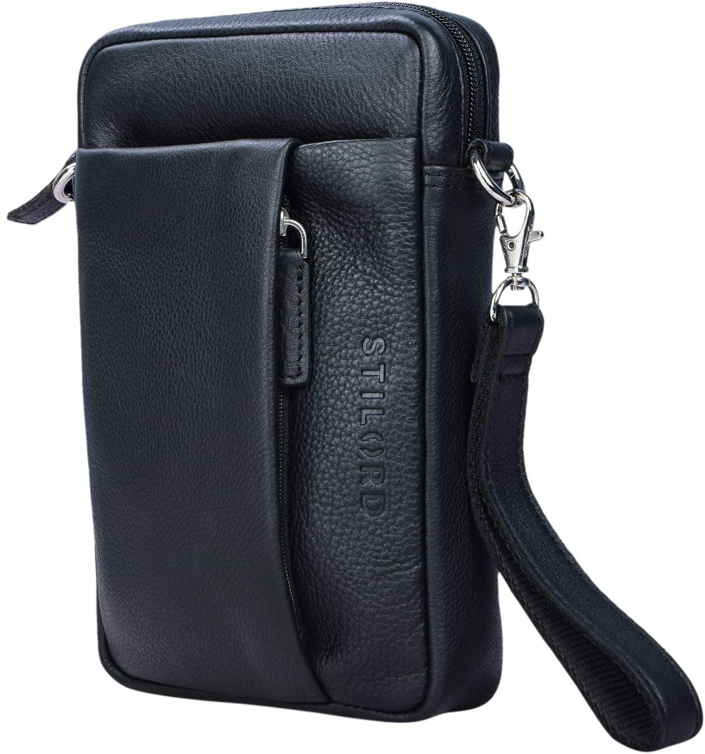 STILORD "Fiete" 2-in-1 Shoulder Bag/Wrist Bag Leather Men Vintage Hand Bag with Strap Small Cross Body Bag for Travel Journey Festival in Genuine Leather Colour:Black - Image 4