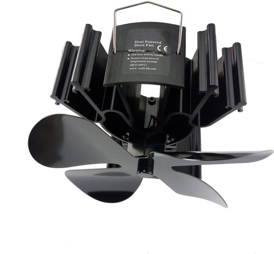 Upgrade 4-Blade Heat Powered Fan for Wood Burning Stove Log Burner Fireplace - Eco Friendly and Efficient Fan (Black) - Image 2