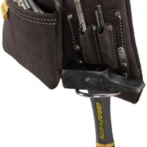 STANLEY Leather Tool Pouch, Double Pocket Storage Organiser, Hammer Loop, STST1-80114
