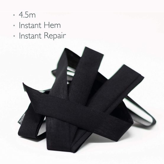 Korbond Black Tape 4.5m x 2cm, Bonding and Craft Projects – No Sewing Required – Ideal, Jeans, Work Trousers, Badges & School Clothes – Repair and Hem in Seconds - Image 2