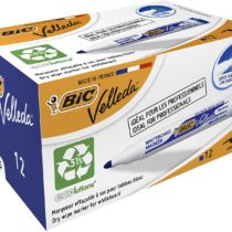 Bic Velleda 1701 Ecolutions Whiteboard Pens, Blue - Box of 12 - Dry Erase Pens for Whiteboards in School or Office