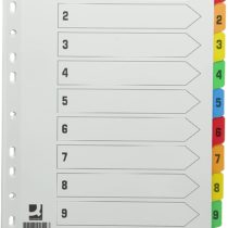 Q-Connect KF01519 Index Reinforced Multi-Colour 1-10 Numbered Tabs