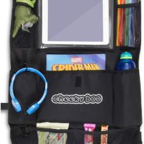 CheekyBoo - Child's Large Car Backseat Organiser with 10.1" Touch Screen iPad/Tablet Holder for Kids and Toddlers. Black Car Storage and Seat Protector. Fits All Cars