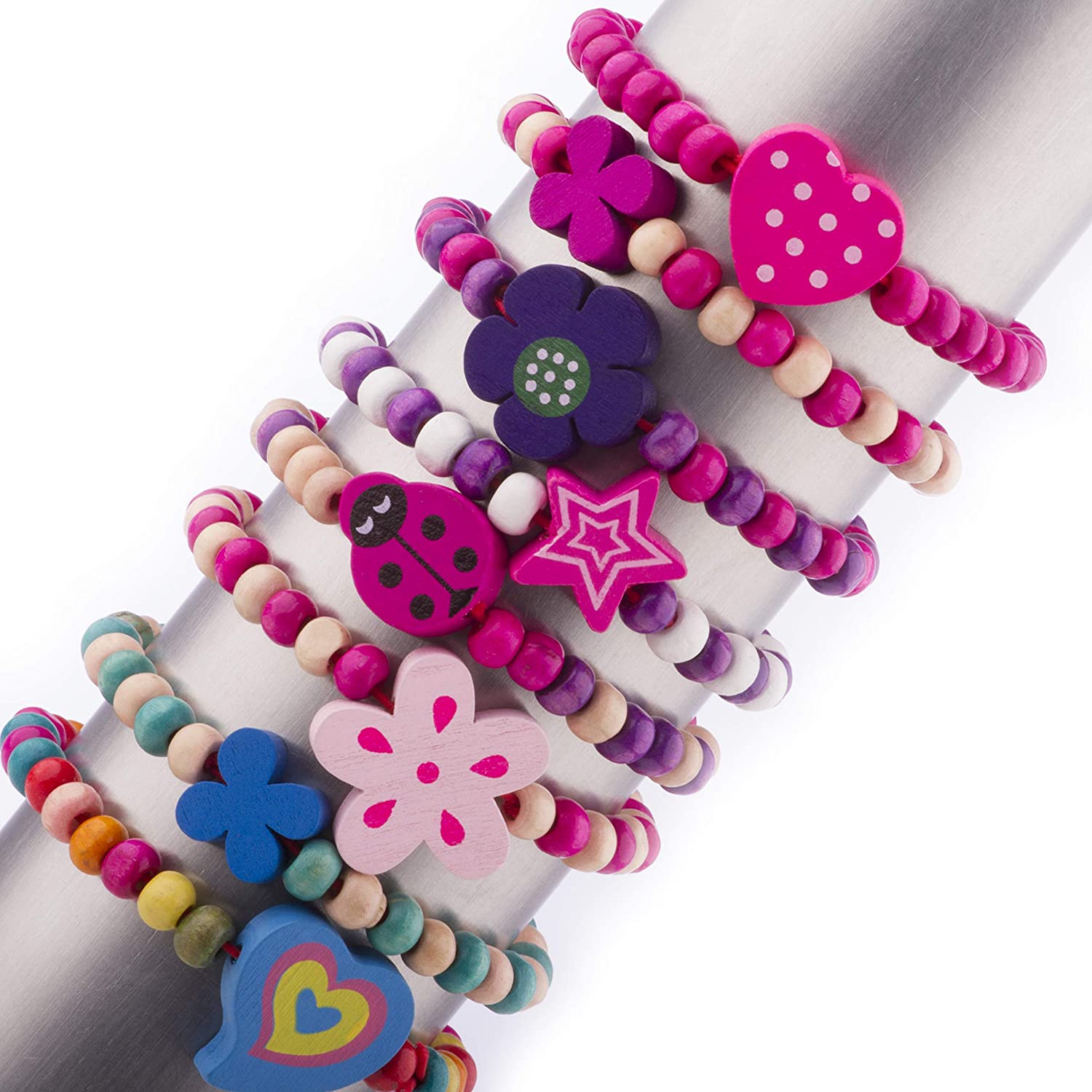 Little Princess Party Jewellery 8 Wooden Beaded Friendship Bracelets for Girls, Party Bag Fillers for Kids Party - Image 3
