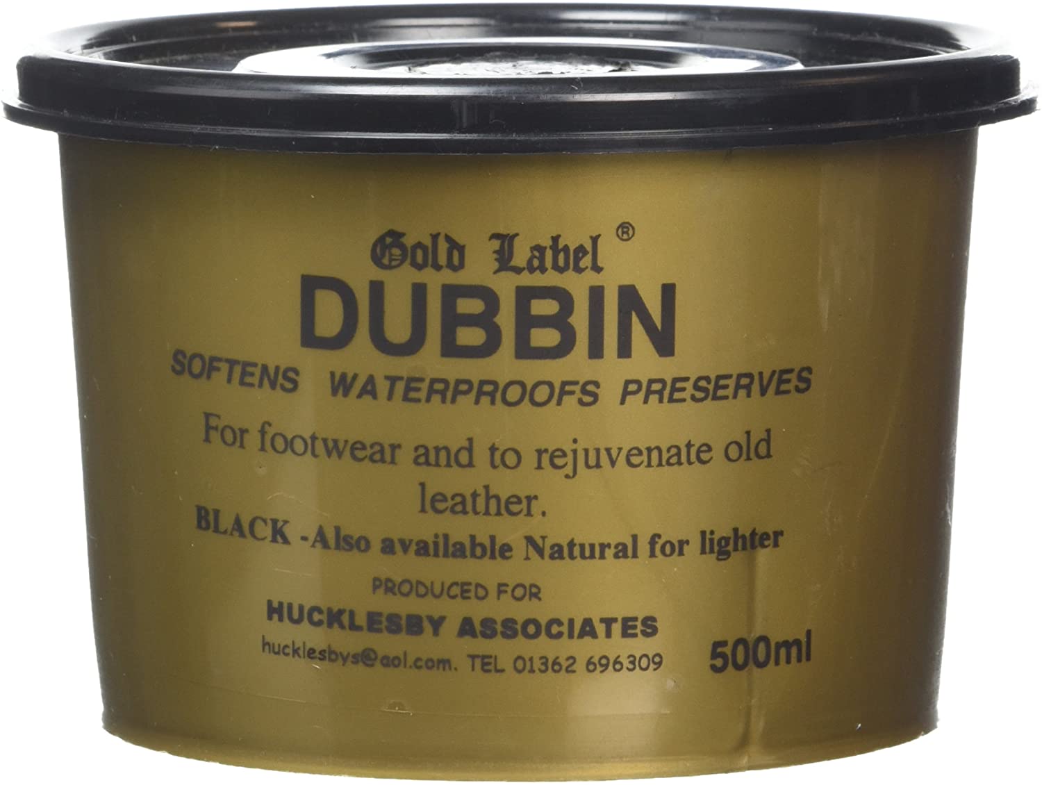 Gold Label Dubbin Softens, Waterproofs & Preserves Leather, Horse Tack, Boots Black, 500 gm