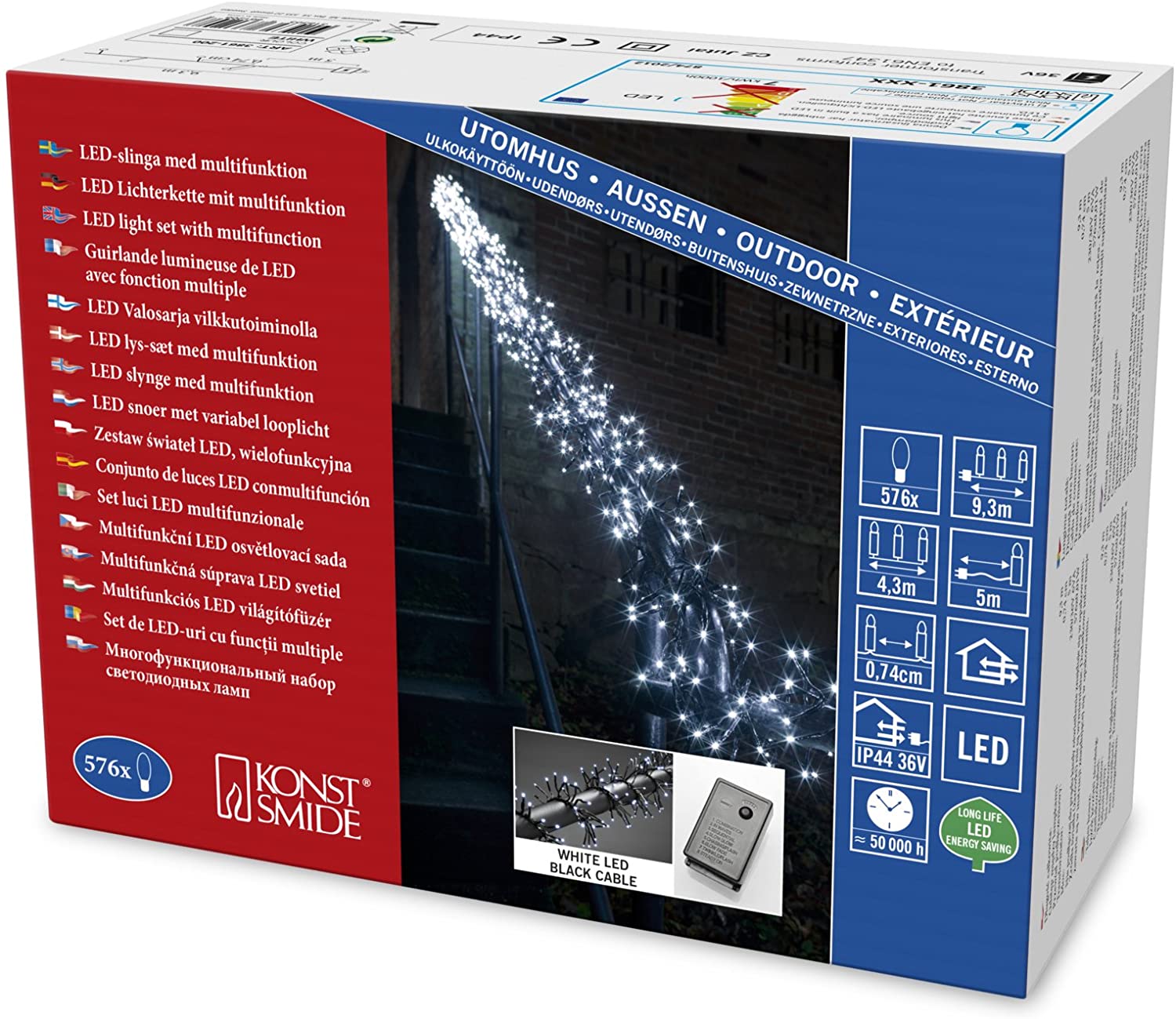 Konstsmide LED Cluster Christmas Outdoor Lights / Fairy Lights / 8 Functions