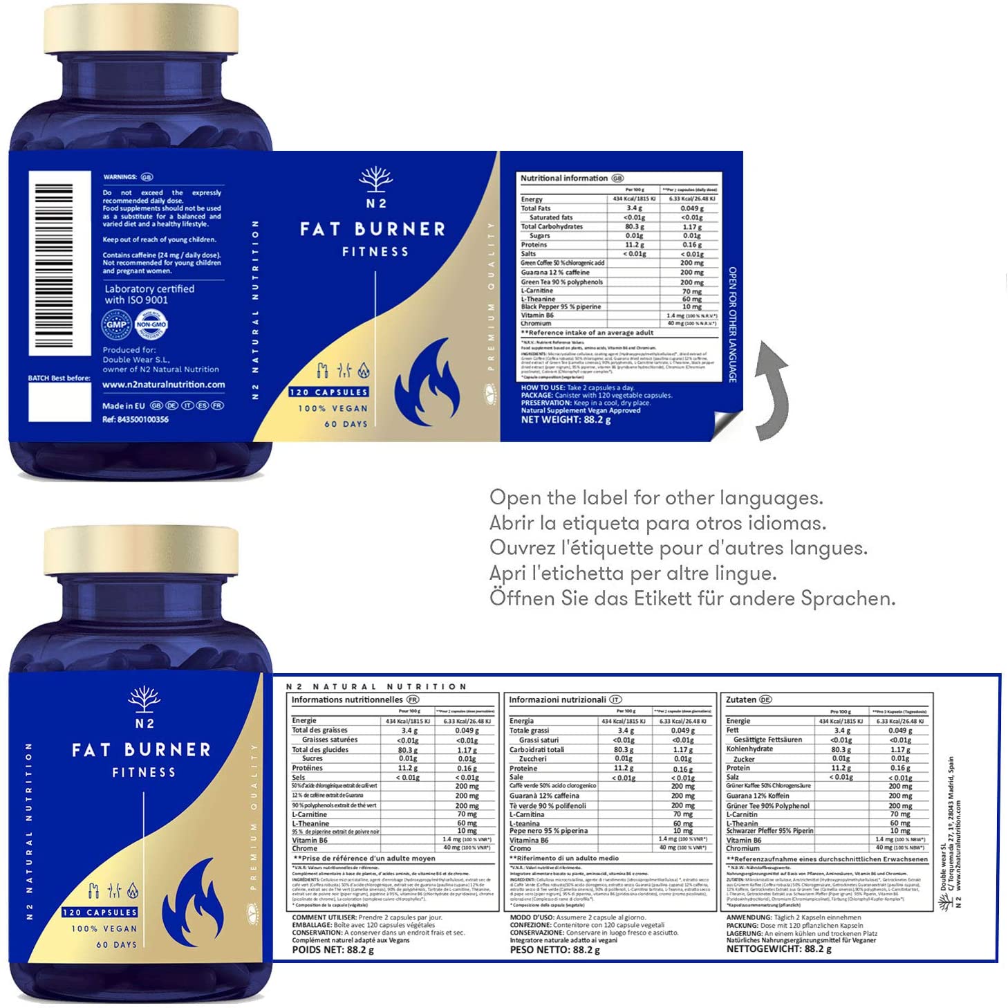 Best Fat Burner for Women and Men Weight Loss. Extreme Natural Thermogenic Slimming Pills. Energy Booster Pure 100% Natural Ingredients. 120 Vegetable Capsules.UK VEGAN Certified. N2 Natural Nutrition - Image 4