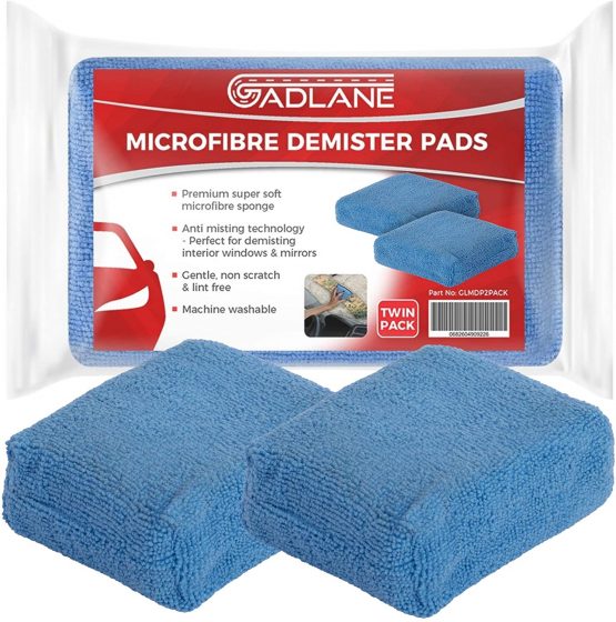 GADLANE Microfibre Absorbent Car Demist Pad Windscreen Mirrors Glass Window Micro Fibre Sponge Cleaning Fog Remover Pads (Pack Of 2)
