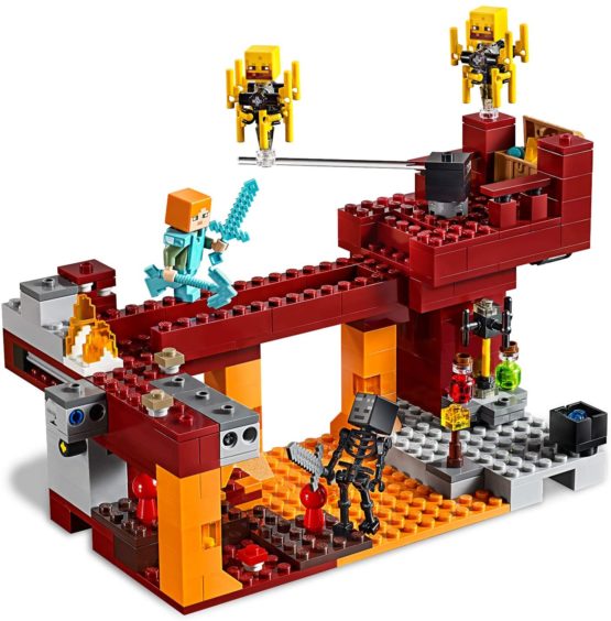 LEGO 21154 Minecraft The Blaze Bridge Building Set with Alex Minifigure, Wither Skeleton Figure, Lava and Blaze Mob Elements, The Nether Micro World Toys for Kids - Image 2