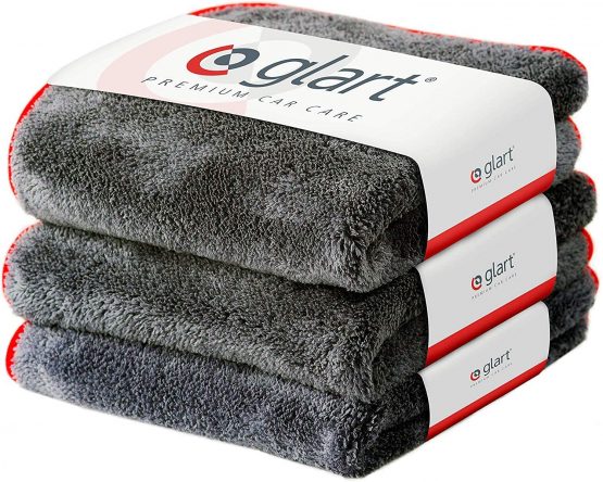Glart 443TP 3 Super Absorbent Microfibre Thick Plush Cloths 40 x 40 cm, Car Wash, Cleaning and Drying, Suitable for Motorcycle, detailing, washing cloth, Anthracite