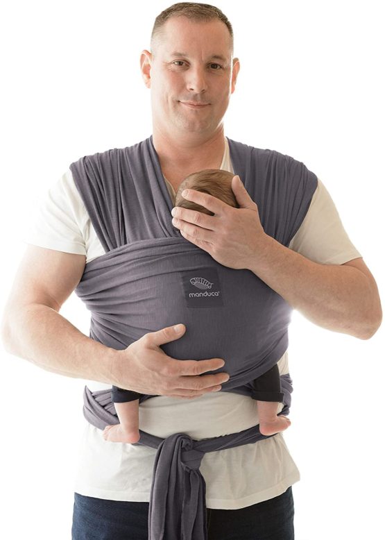 manduca Sling > Stretchy Baby Wrap & Baby Carrier < GOTS Organic Certified Cotton Baby Product, Suitable for Newborns & Infants from Birth up to 15kg (Slate/Dark Grey, 5,10m x 0,60m) - Image 2