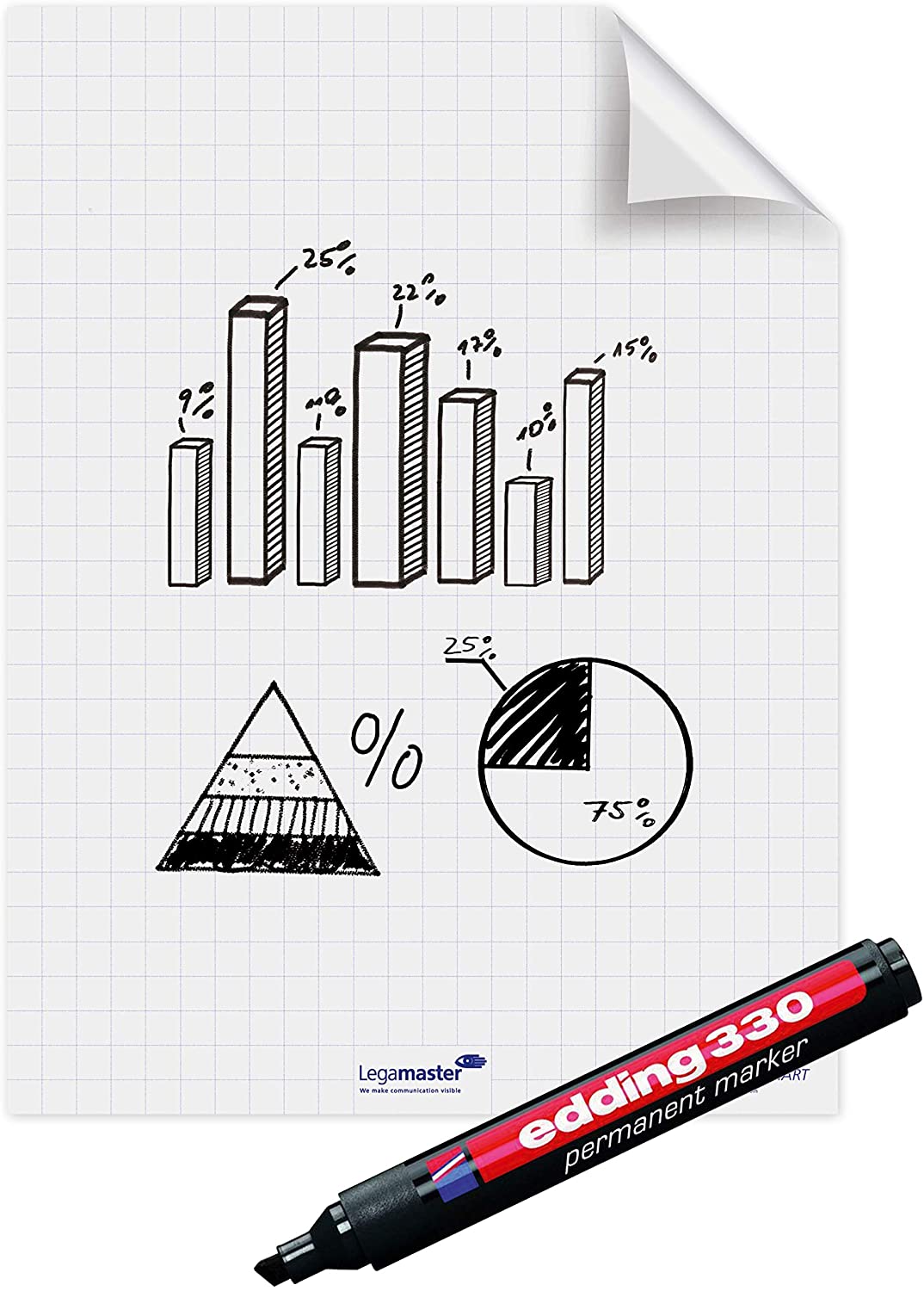 Legamaster Magic-Chart Static Flipchart Foil - 60x80 cm - 25 Repositionable Sheets, Multicolour, 25 Feuilles de 60x80 cm