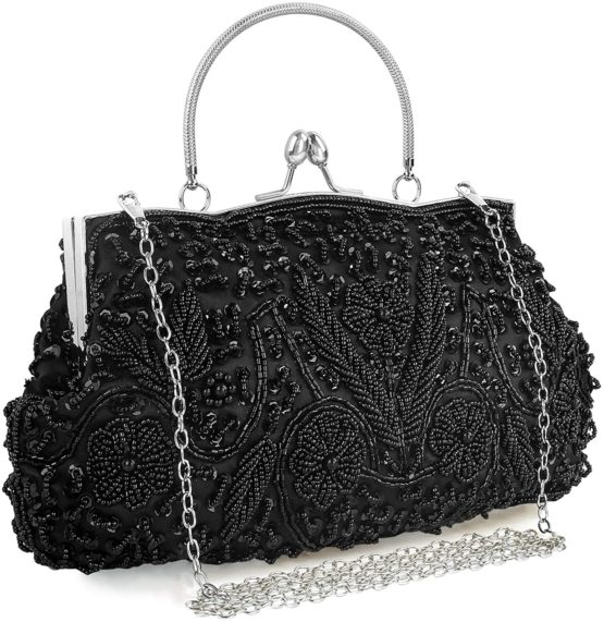 Women Vintage Clutch Bag Embroidery Floral Evening Bags Sequin Bead Pear Handbag Purse For Wedding Prom Bridal Party - Image 2