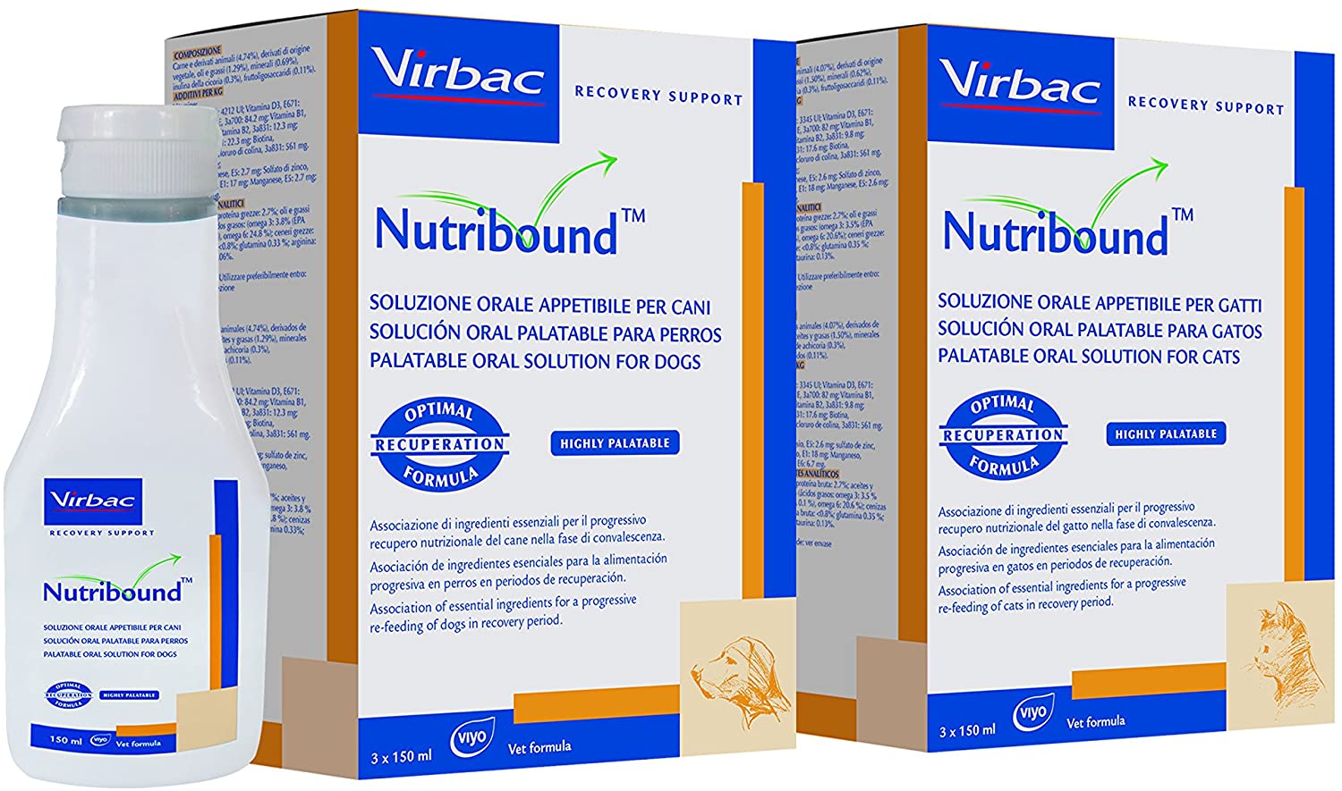 Nutribound Oral Solution for Cats and Dogs 150ml (Pack of 3) (Animal: Dog), 150 ml (Pack of 3)