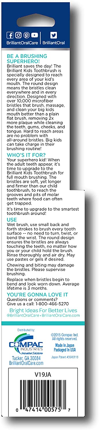 BABY BUDDY by Brilliant Kids Toothbrush Round Head Cleans Teeth Gums Tongue Cheeks, Red, 1 Count - Image 2