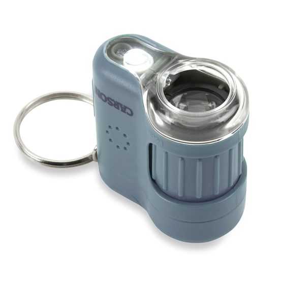 Carson MM-280B MicroMini LED Lighted 20x Pocket Microscope with Built-In UV Ligh tand LED Flashlight - Blue - Image 4