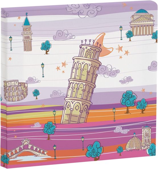 Eiffel Baby Italia Canvas 27 x 27 cm, Mauve/Orange