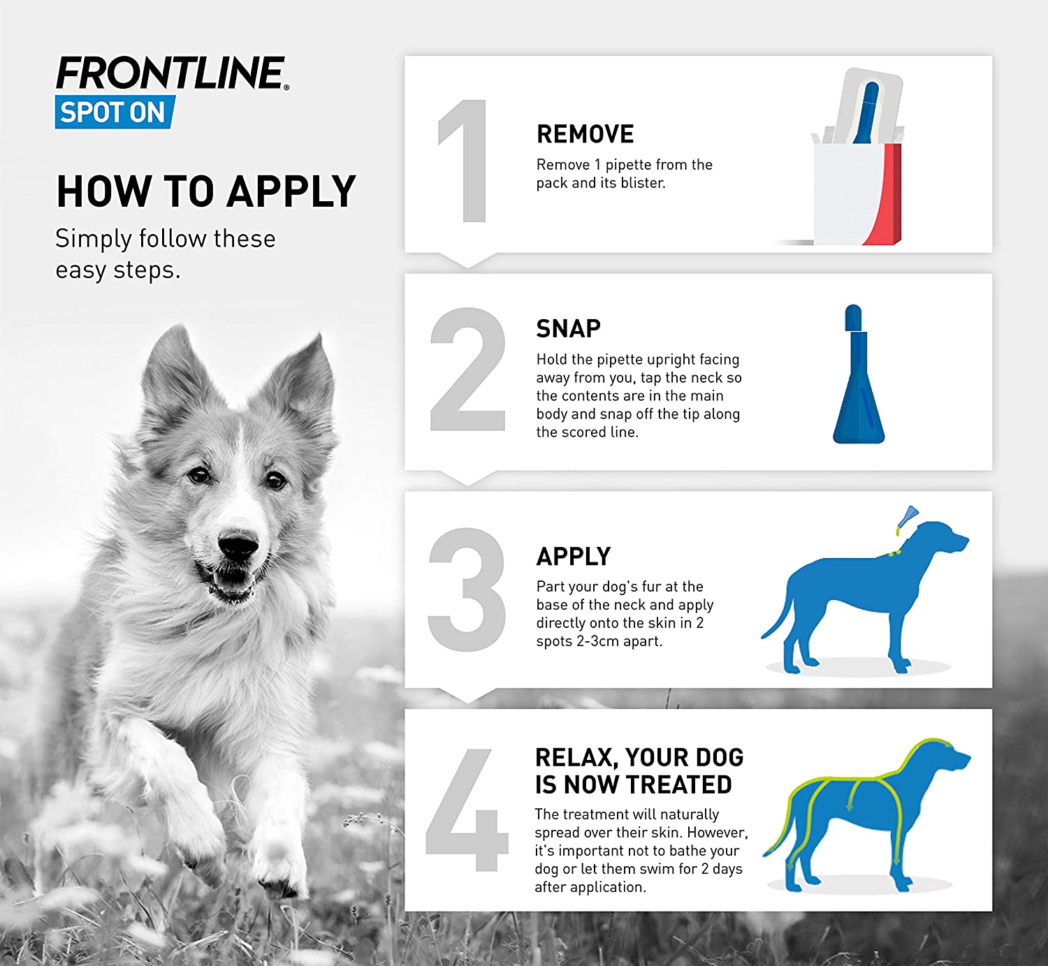 FRONTLINE Spot On Flea & Tick Treatment for Large Dog (20-40kg) 3 Pipettes, Clear, 3 Pipettes Large - Image 4