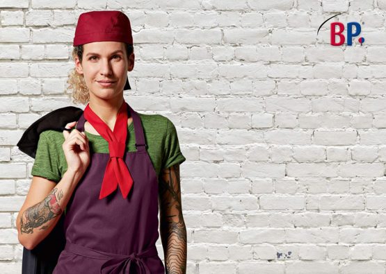 BP 1970-400-800 Bib Apron, With Adjustable Fastening At The Neck, 215,00 G/M², Fabric Blend, Plum, Size 100/100 - Image 4