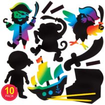 Baker Ross AW614 Pirate Scratch Art Magnets (Pack of 10), Black