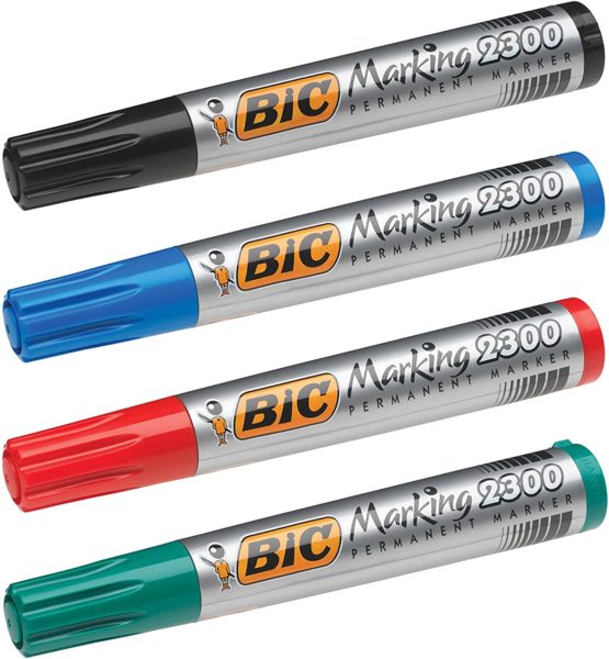 BIC Marking 2300 Ecolutions Permanent Markers - Assorted Colours, Pack of 4 Markers With Chisel Tip - 3.7 to 5.5 mm - Image 2