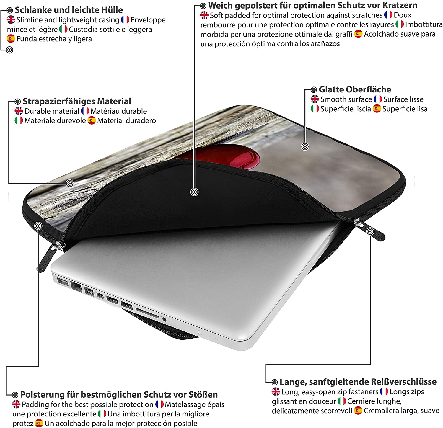PEDEA Laptop Bag Case Design Sleeve for 13.3 inch, Love - Image 4