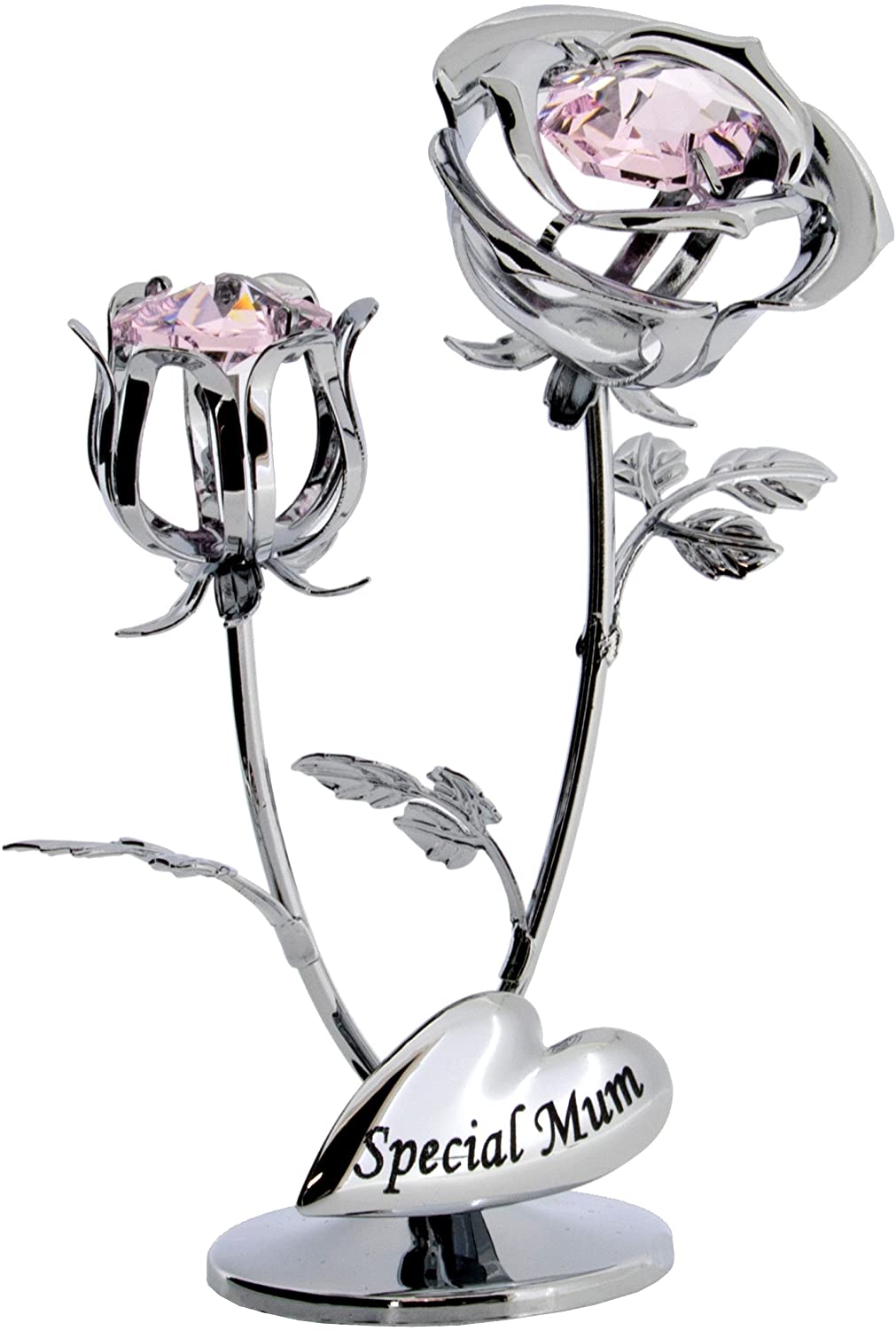 Crystocraft Chrome Plated Rose & Rose Bud Ornament. (Special Mum)