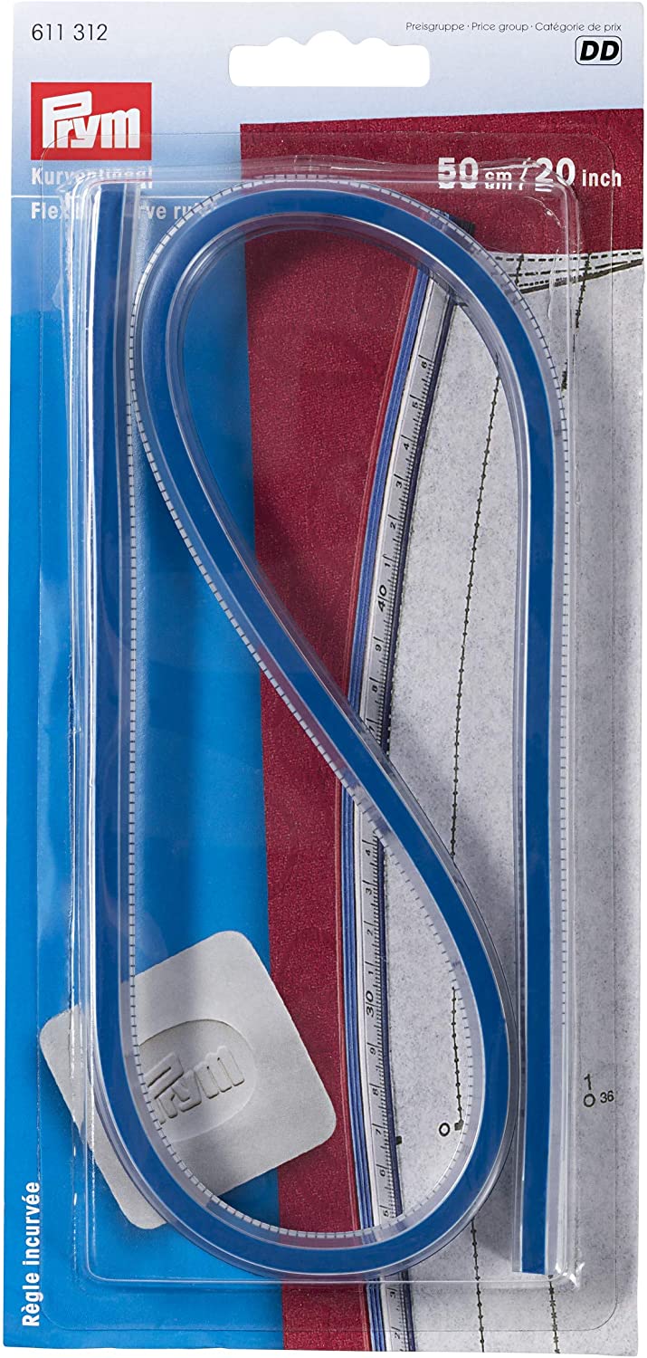 Prym 50cm/20-inch Flexible Curved Rule, Transparent, Blue, White, 50 cm / 20 inch - Image 4
