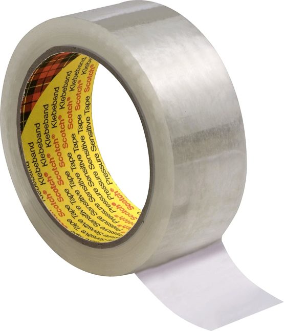 3M 309 Performance Low Noise Box Sealing Tape, 50 mm x 66 m, Clear, Pack of 6