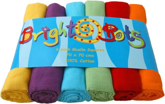Bright Bots Unisex Combo Muslin Squares (70 cm, Pack of 6)