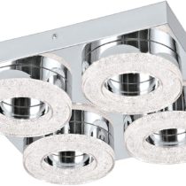 EGLO Fradelo LED Ceiling Light, 3-Bulb Ceiling Light, Modern, Living Room Lamp Made of Metal and Plastic in Chrome, Clear Crystal, Bedroom Lamp, Round, LEDs Warm White, L 46 cm