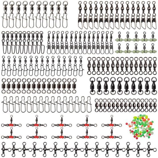 JSHANMEI Fishing Swivels Snaps Kit Stainless Steel Barrel Swivel, Snap Swivels, Fishing Beads, 3 Way Swivel, Ball Bearing Swivel for Freshwater Saltwater Fishing Accessories Tackle Box - Image 4