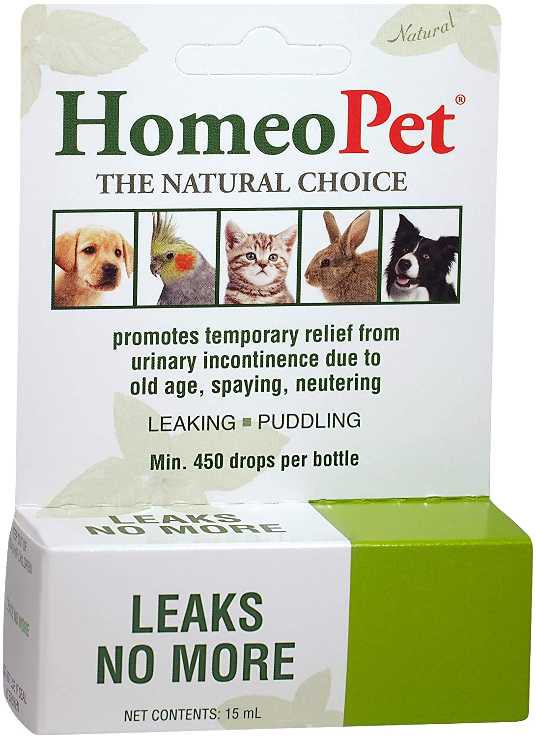 HomeoPet Leaks No More, Urinary Incontinence Relief for Pets Safe and Natural Incontinence Medicine, 15 Milliliters