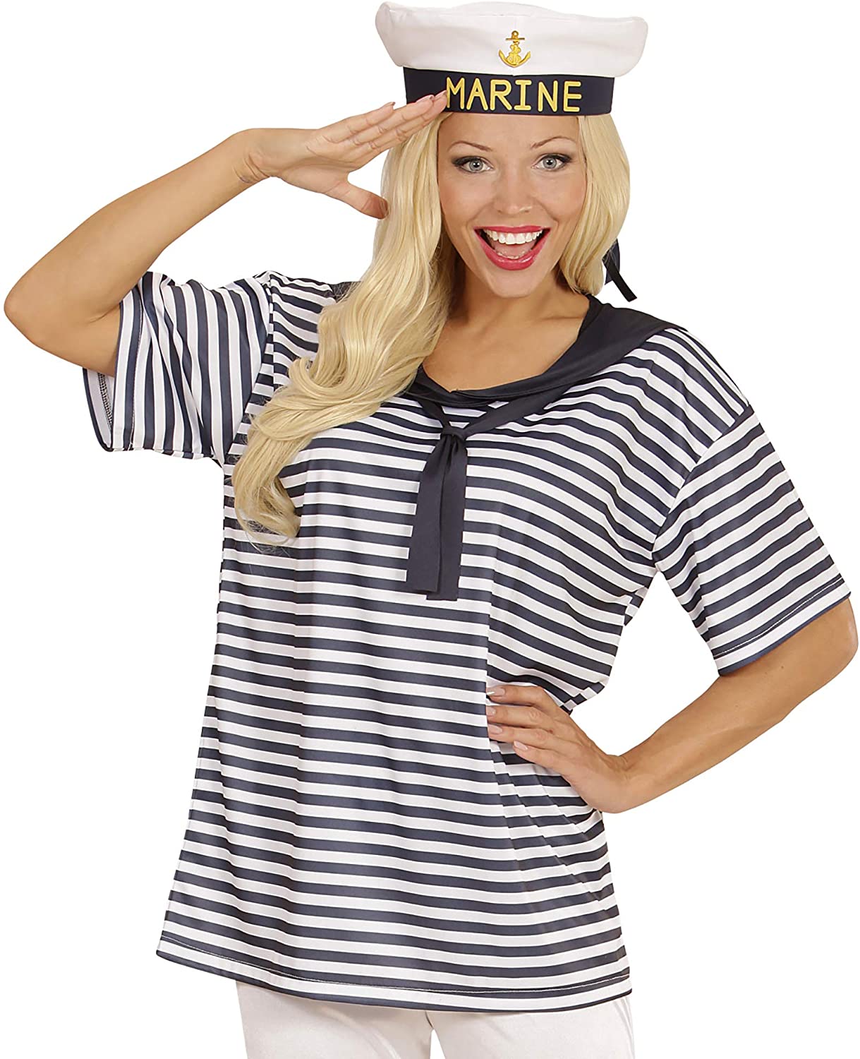 Widmann 03122 ? Adult Sailor Costume (Shirt and Hat), White, M-L - Image 4