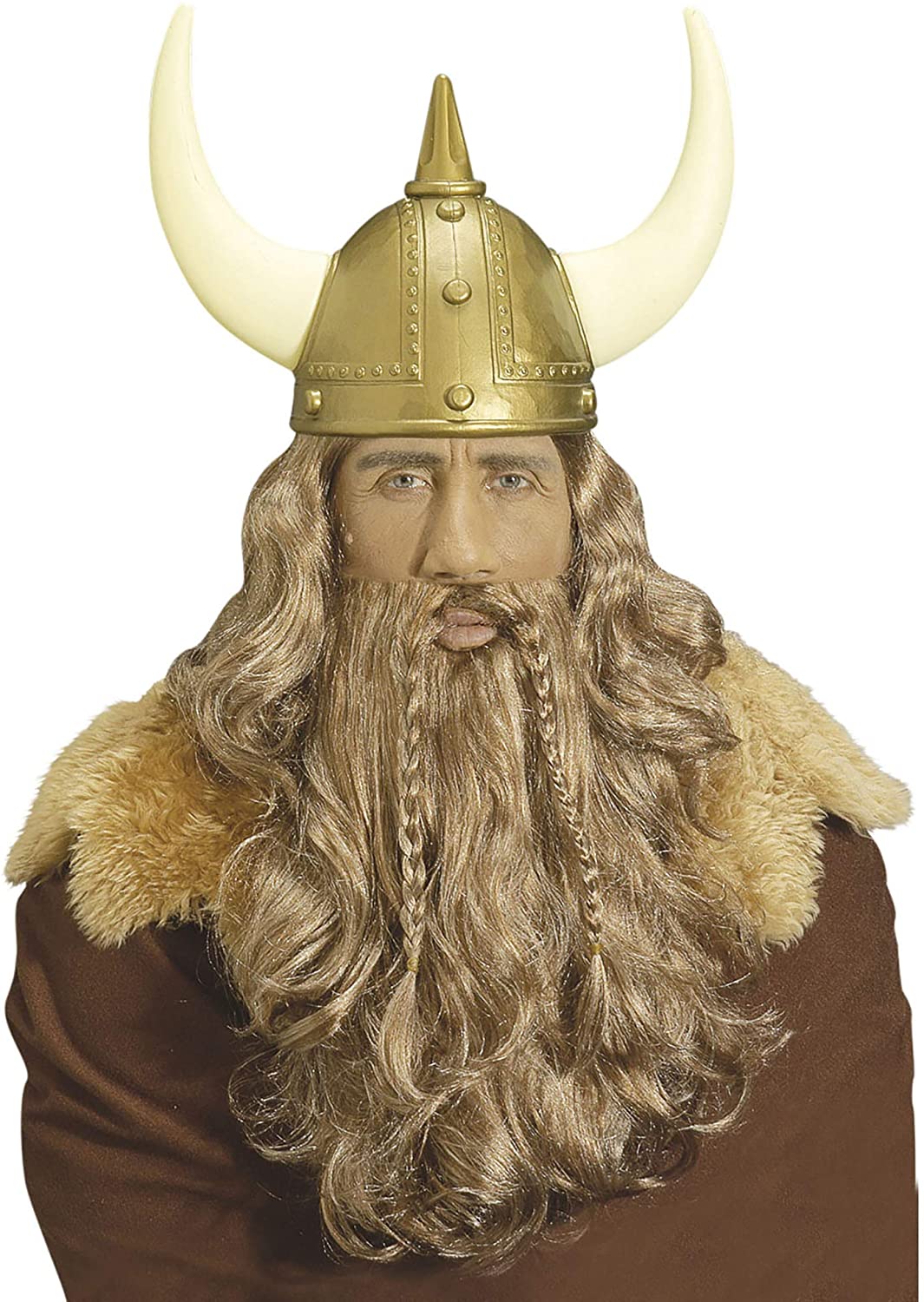 Viking withMaxi Beard Moustache Wig for Hair Accessory Fancy Dress, Brown, standard size - Image 3