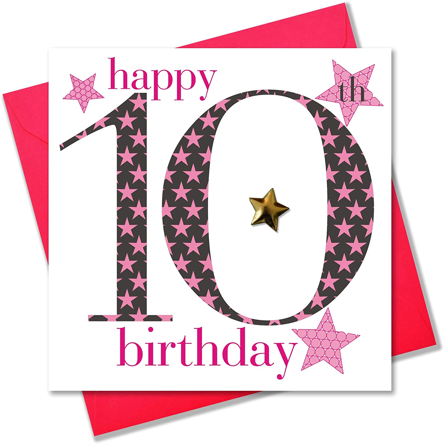 Claire Giles Ages Age 10 Girl Birthday Card, pink, 150mm x 150mm