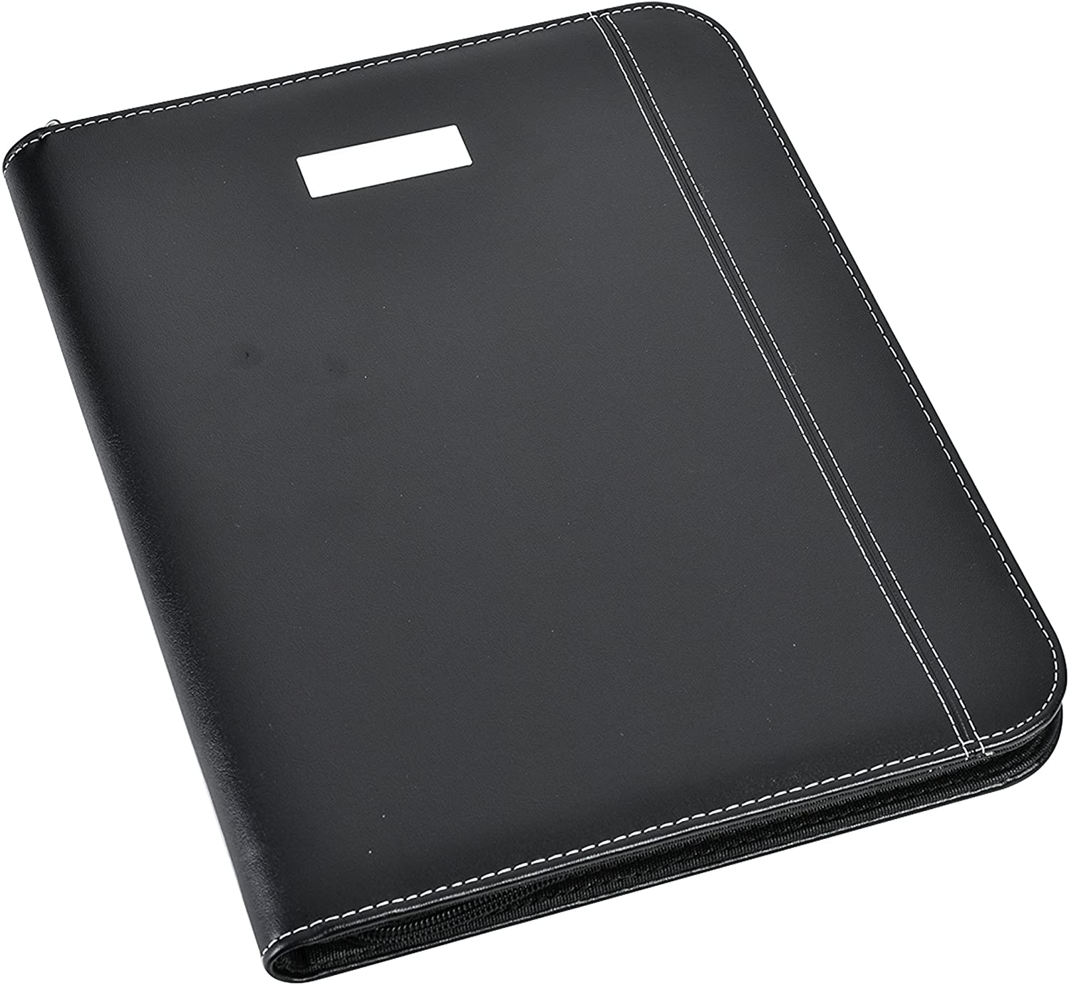 Arpan Black Leather Look A4 Zipped Conference Folder with Calculator & Pad/Executive Portfolio