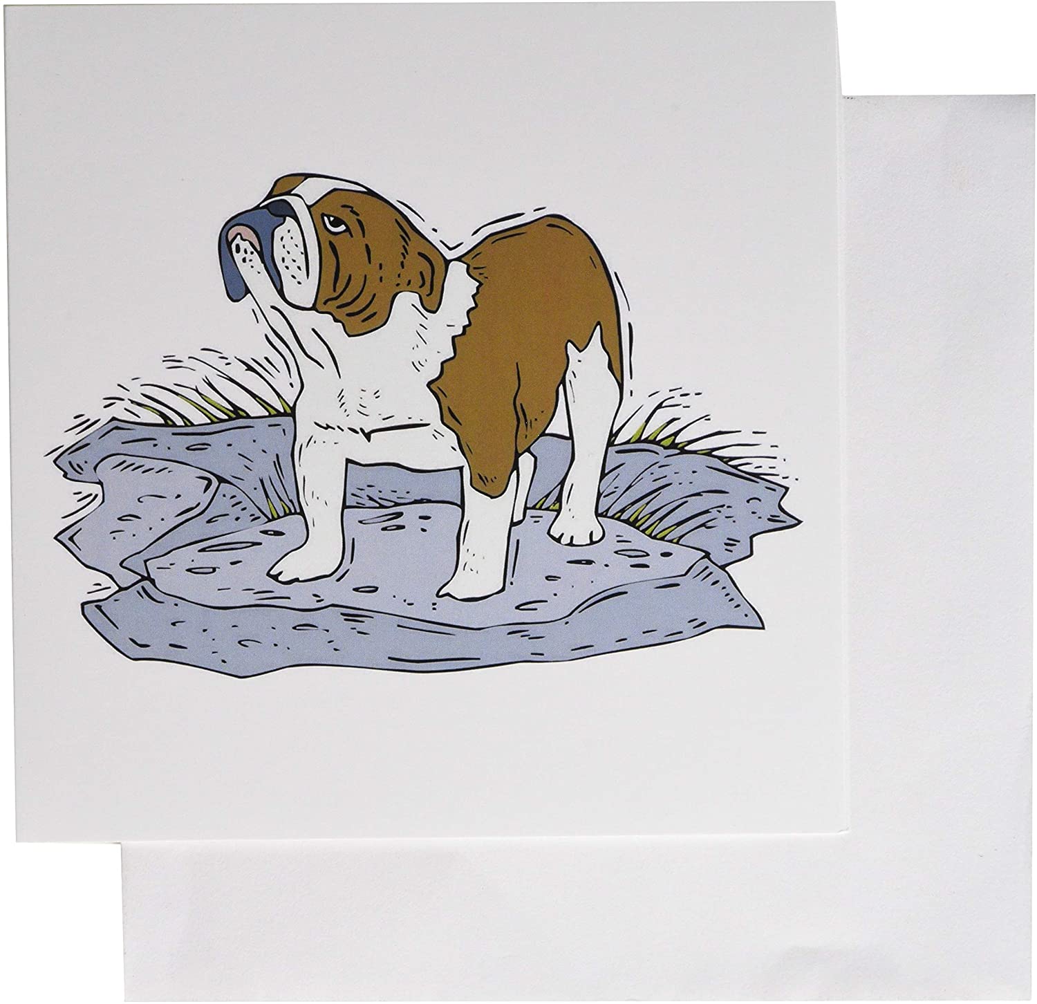 3Drose Cute and Cuddly Canine Tan English Bulldog - Greeting Cards, 6 by 6-inches, Set of 6 (gc_129136_1)