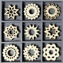 cArt-Us 10.5 x 10.5 cm Wooden Box Containing 45 Round Embellishments