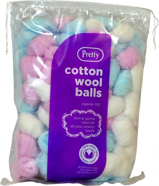 Pretty Coloured Cotton Wool Balls, 100 g PRCBALC1