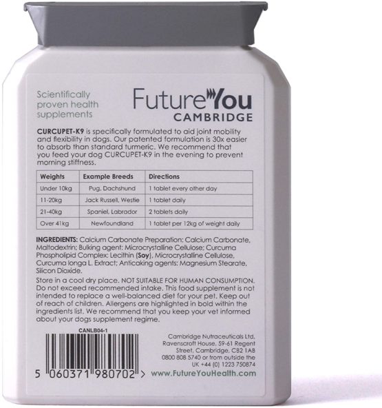 FutureYou Cambridge Curcupet-K9 Turmeric for Dogs - 56 Tablets - Highly Absorbable Joint Health Supplement with Patented Curcumin Formulation - Developed, UK - Image 3
