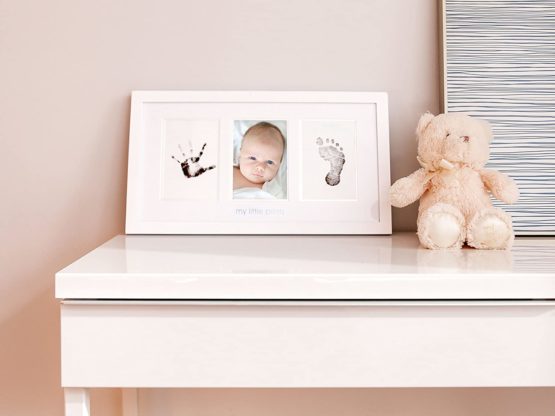 Pearhead Babyprints Newborn Baby Handprint and Footprint Photo Frame Kit with Included Safe for Baby Clean-Touch Ink Pad, White, Memorable Christening Keepsake, Gift for Any New Mum - Image 3